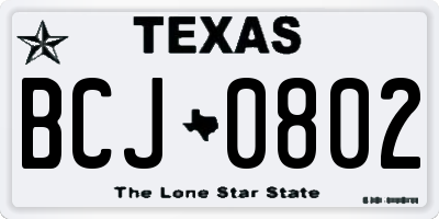 TX license plate BCJ0802