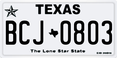 TX license plate BCJ0803