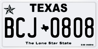 TX license plate BCJ0808
