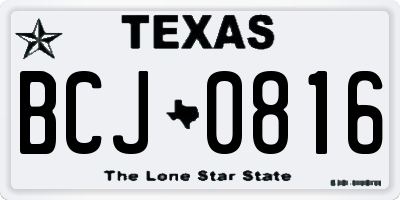 TX license plate BCJ0816