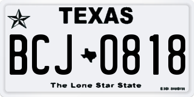 TX license plate BCJ0818