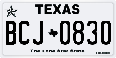 TX license plate BCJ0830