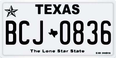 TX license plate BCJ0836
