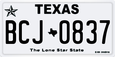 TX license plate BCJ0837