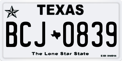 TX license plate BCJ0839