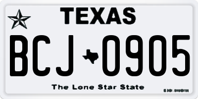 TX license plate BCJ0905