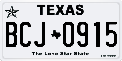 TX license plate BCJ0915