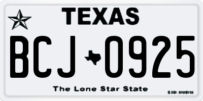 TX license plate BCJ0925