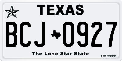 TX license plate BCJ0927