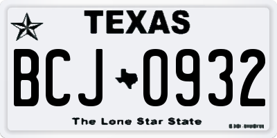 TX license plate BCJ0932