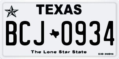 TX license plate BCJ0934