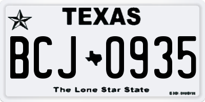TX license plate BCJ0935