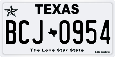 TX license plate BCJ0954