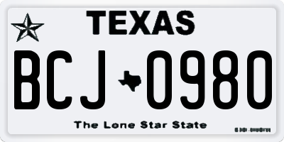 TX license plate BCJ0980