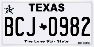 TX license plate BCJ0982