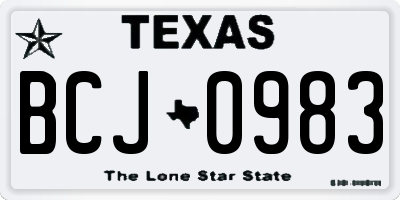 TX license plate BCJ0983