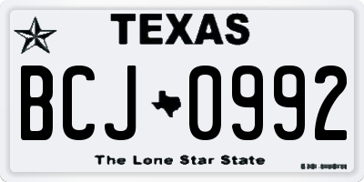 TX license plate BCJ0992
