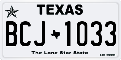 TX license plate BCJ1033