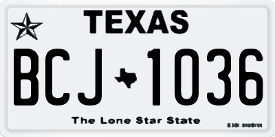 TX license plate BCJ1036