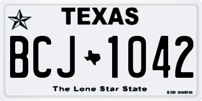 TX license plate BCJ1042