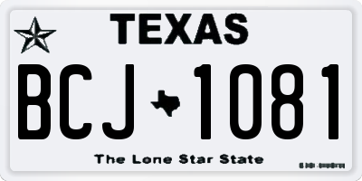 TX license plate BCJ1081