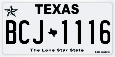 TX license plate BCJ1116