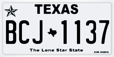 TX license plate BCJ1137