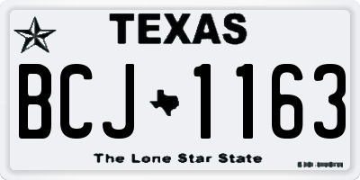 TX license plate BCJ1163