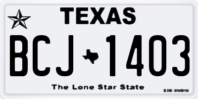 TX license plate BCJ1403