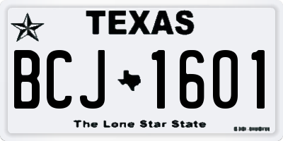 TX license plate BCJ1601