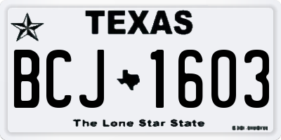 TX license plate BCJ1603