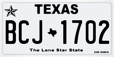 TX license plate BCJ1702