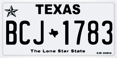 TX license plate BCJ1783