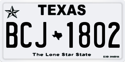TX license plate BCJ1802
