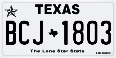 TX license plate BCJ1803