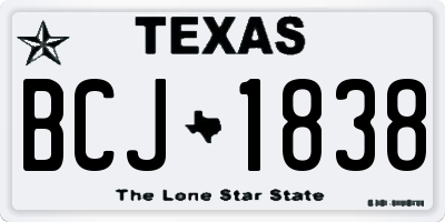 TX license plate BCJ1838