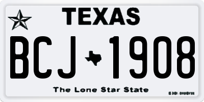 TX license plate BCJ1908