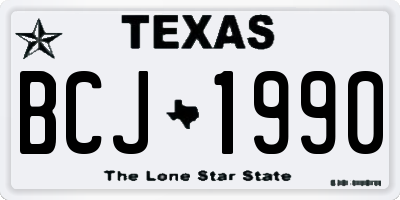 TX license plate BCJ1990