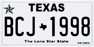 TX license plate BCJ1998