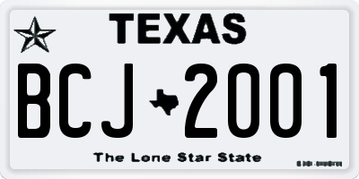 TX license plate BCJ2001