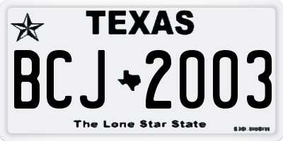 TX license plate BCJ2003