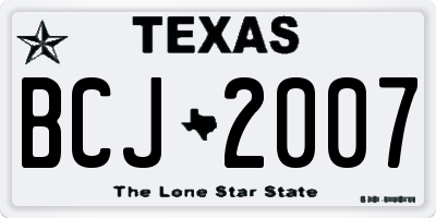 TX license plate BCJ2007