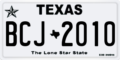 TX license plate BCJ2010