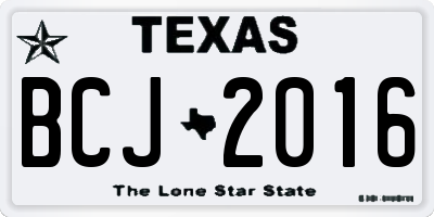 TX license plate BCJ2016
