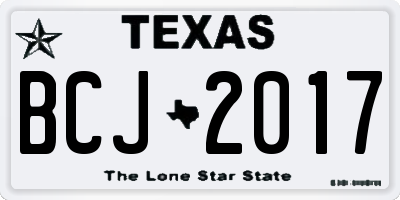 TX license plate BCJ2017
