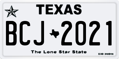TX license plate BCJ2021