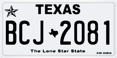 TX license plate BCJ2081