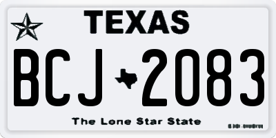 TX license plate BCJ2083
