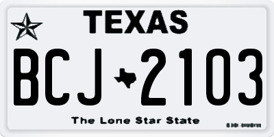TX license plate BCJ2103