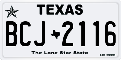 TX license plate BCJ2116